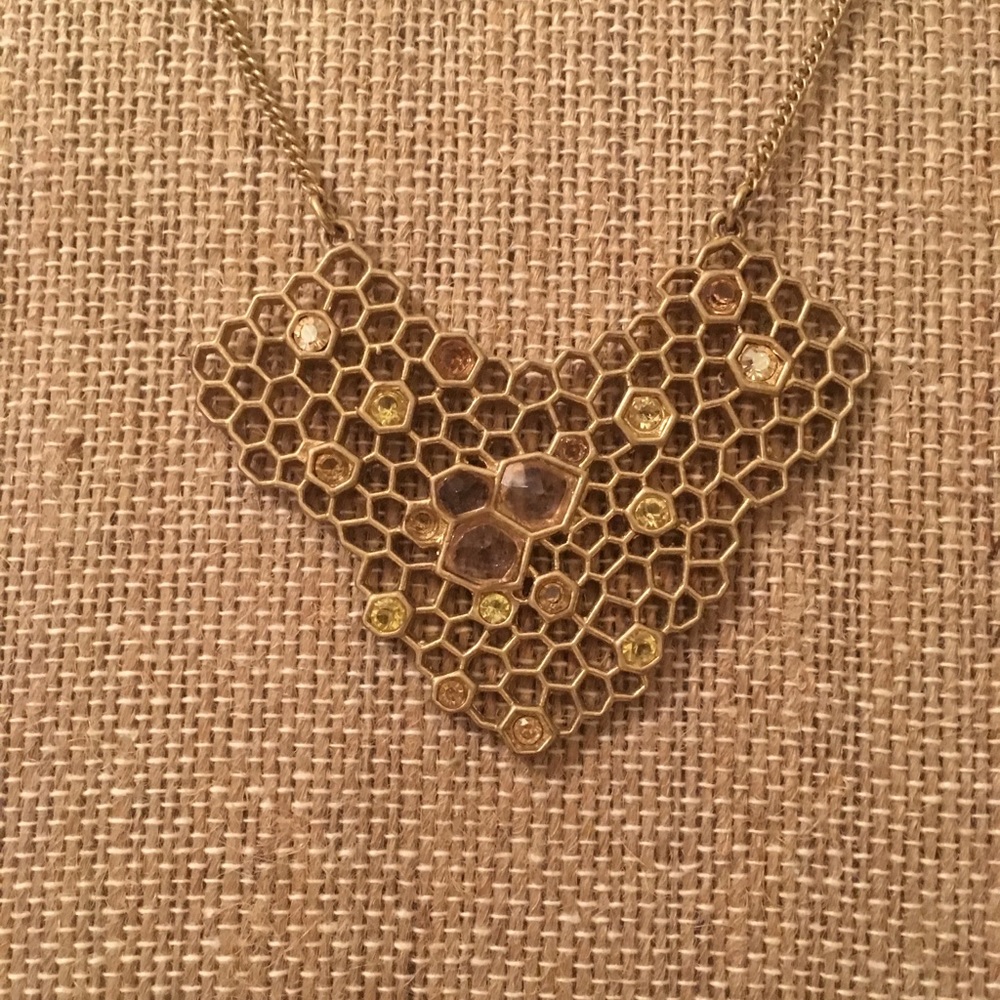 Golden Honeycomb Pendant Necklace